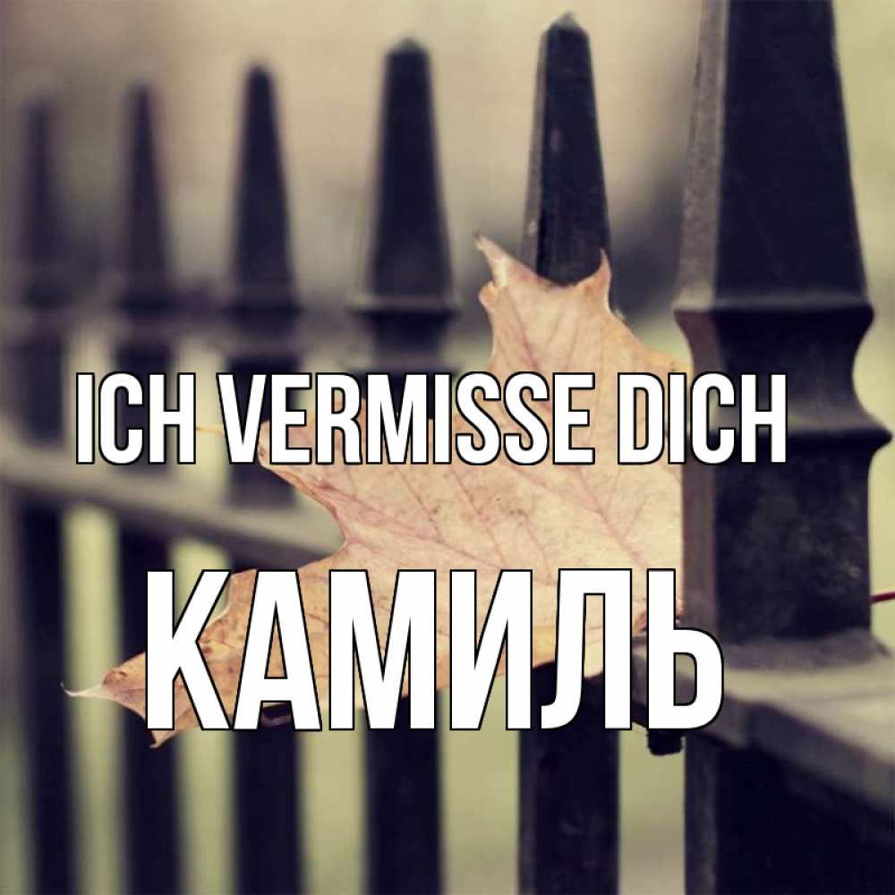 Открытка на каждый день с именем, Камиль Ich vermisse dich очень скучно Прикольная открытка с пожеланием онлайн скачать бесплатно 