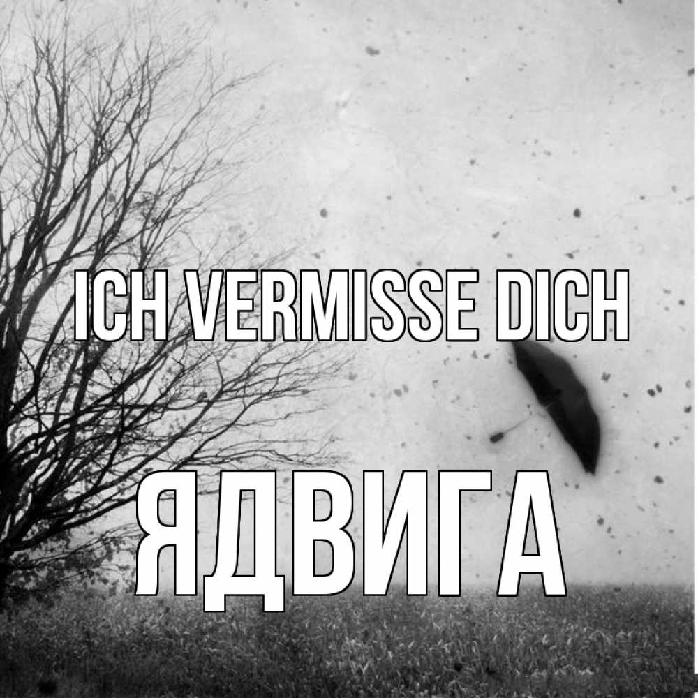 Открытка на каждый день с именем, Ядвига Ich vermisse dich зонт летит Прикольная открытка с пожеланием онлайн скачать бесплатно 