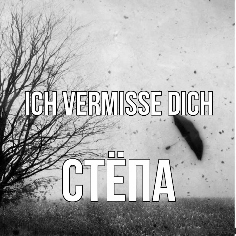 Открытка на каждый день с именем, Стёпа Ich vermisse dich зонт летит Прикольная открытка с пожеланием онлайн скачать бесплатно 