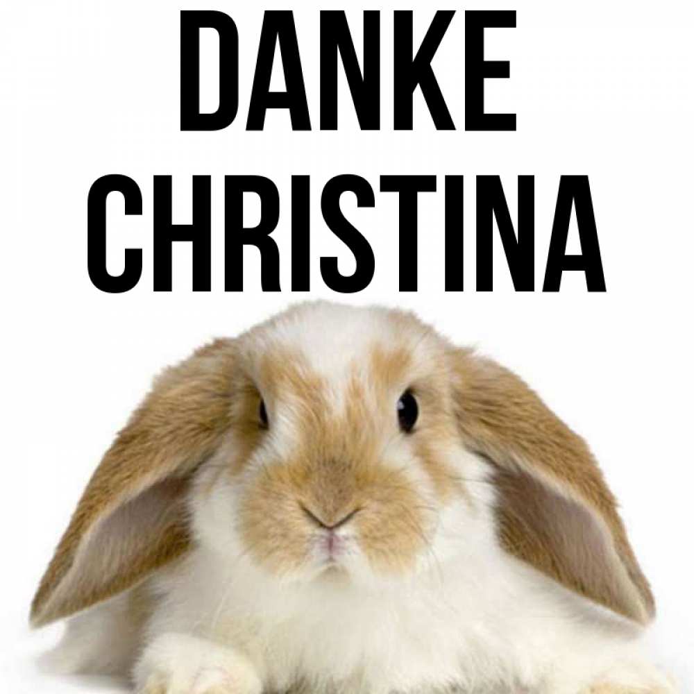 Открытка на каждый день с именем, Christina Danke коричнево белый заяц Прикольная открытка с пожеланием онлайн скачать бесплатно 