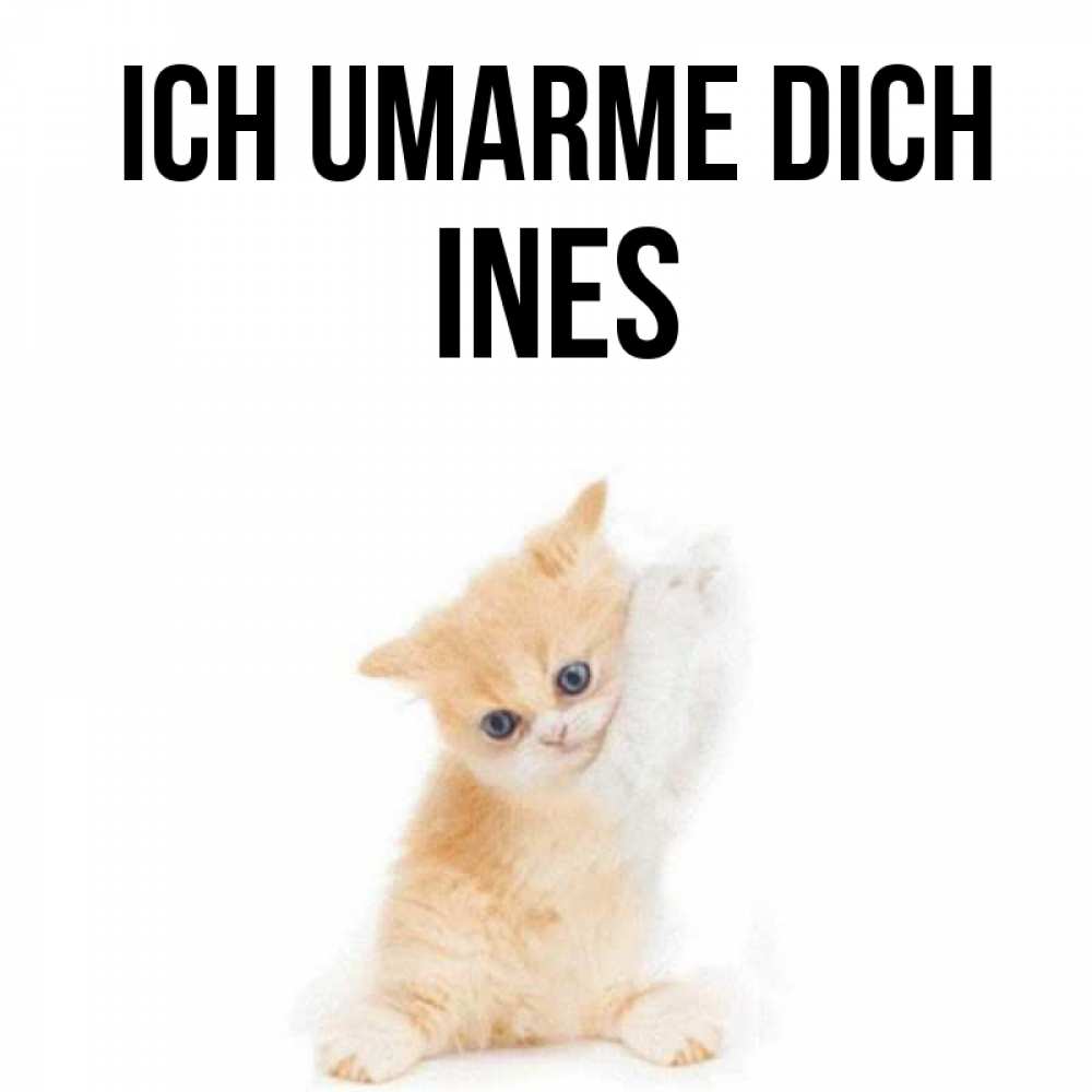 Открытка на каждый день с именем, Ines Ich umarme dich я хочу очень скорее обнимаешек Прикольная открытка с пожеланием онлайн скачать бесплатно 