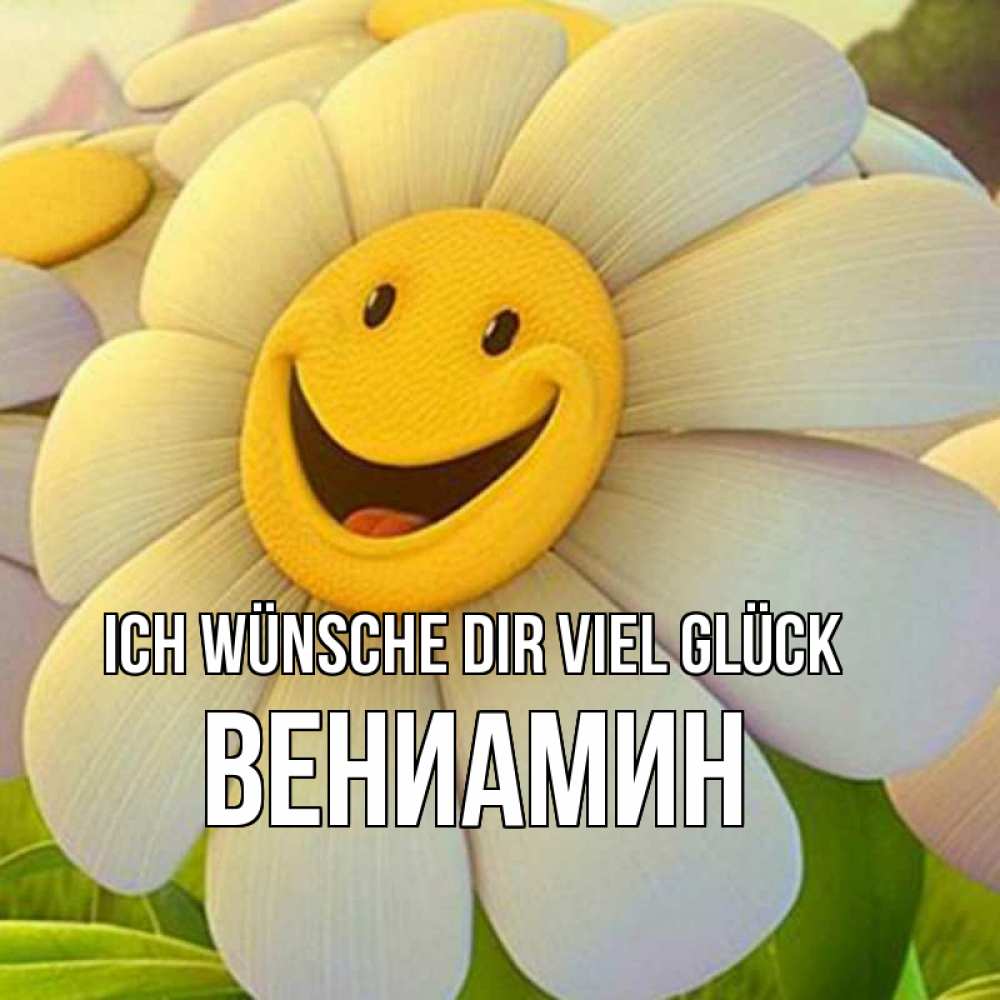 Открытка на каждый день с именем, Вениамин Ich wünsche dir viel Glück подписать открытку своим текстом Прикольная открытка с пожеланием онлайн скачать бесплатно 