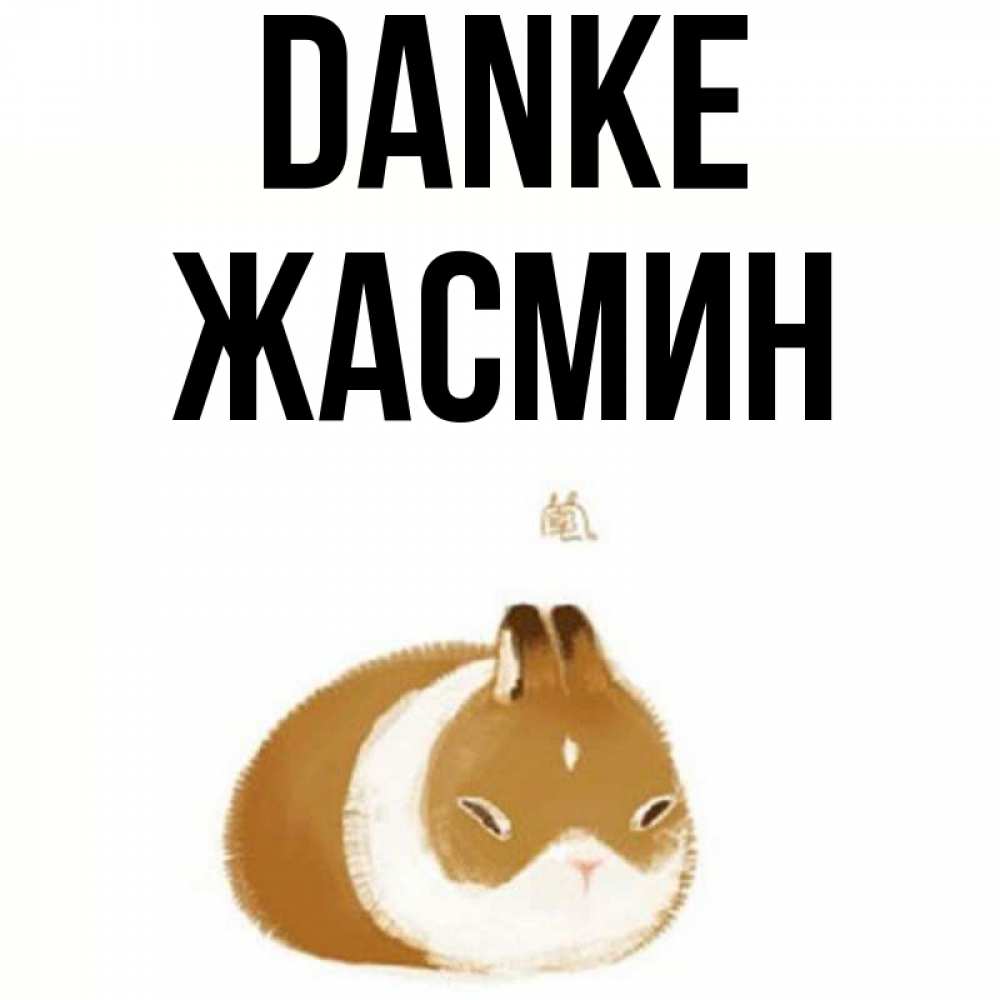 Открытка на каждый день с именем, Жасмин Danke коричнево белый домашний питомец Прикольная открытка с пожеланием онлайн скачать бесплатно 