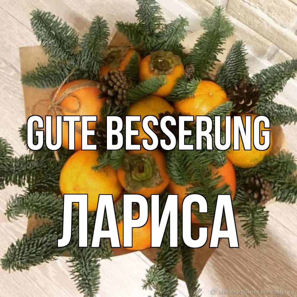 Открытка на каждый день с именем, Лариса Gute Besserung апельсины и хурьма Прикольная открытка с пожеланием онлайн скачать бесплатно 