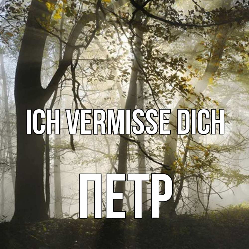 Открытка на каждый день с именем, Петр Ich vermisse dich грустно Прикольная открытка с пожеланием онлайн скачать бесплатно 