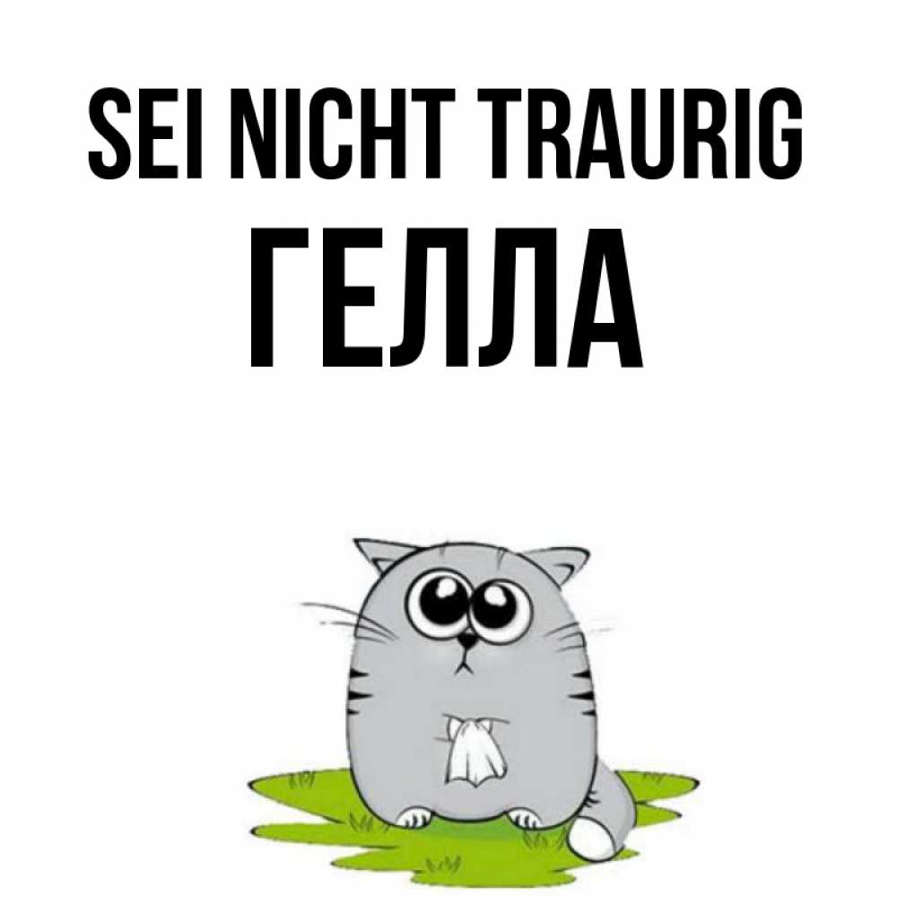 Открытка на каждый день с именем, Гелла Sei nicht traurig грустный котяра Прикольная открытка с пожеланием онлайн скачать бесплатно 