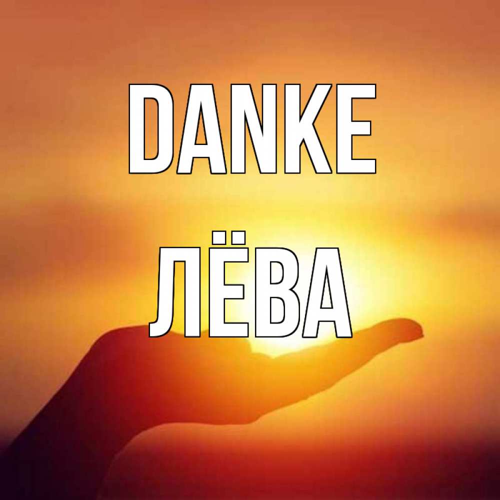 Открытка на каждый день с именем, Лёва Danke закат Прикольная открытка с пожеланием онлайн скачать бесплатно 