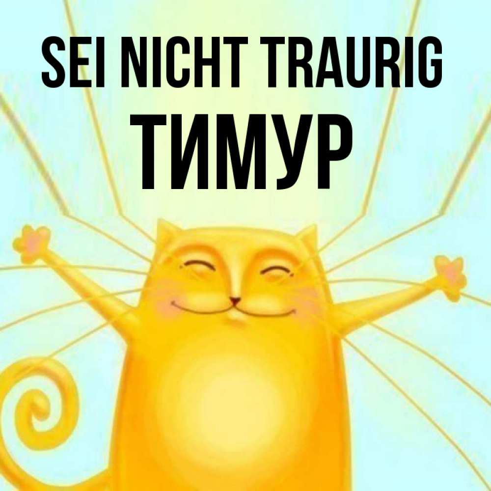 Открытка на каждый день с именем, Тимур Sei nicht traurig обнимашки усатые Прикольная открытка с пожеланием онлайн скачать бесплатно 