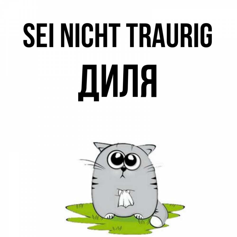 Открытка на каждый день с именем, Диля Sei nicht traurig грустный котяра Прикольная открытка с пожеланием онлайн скачать бесплатно 