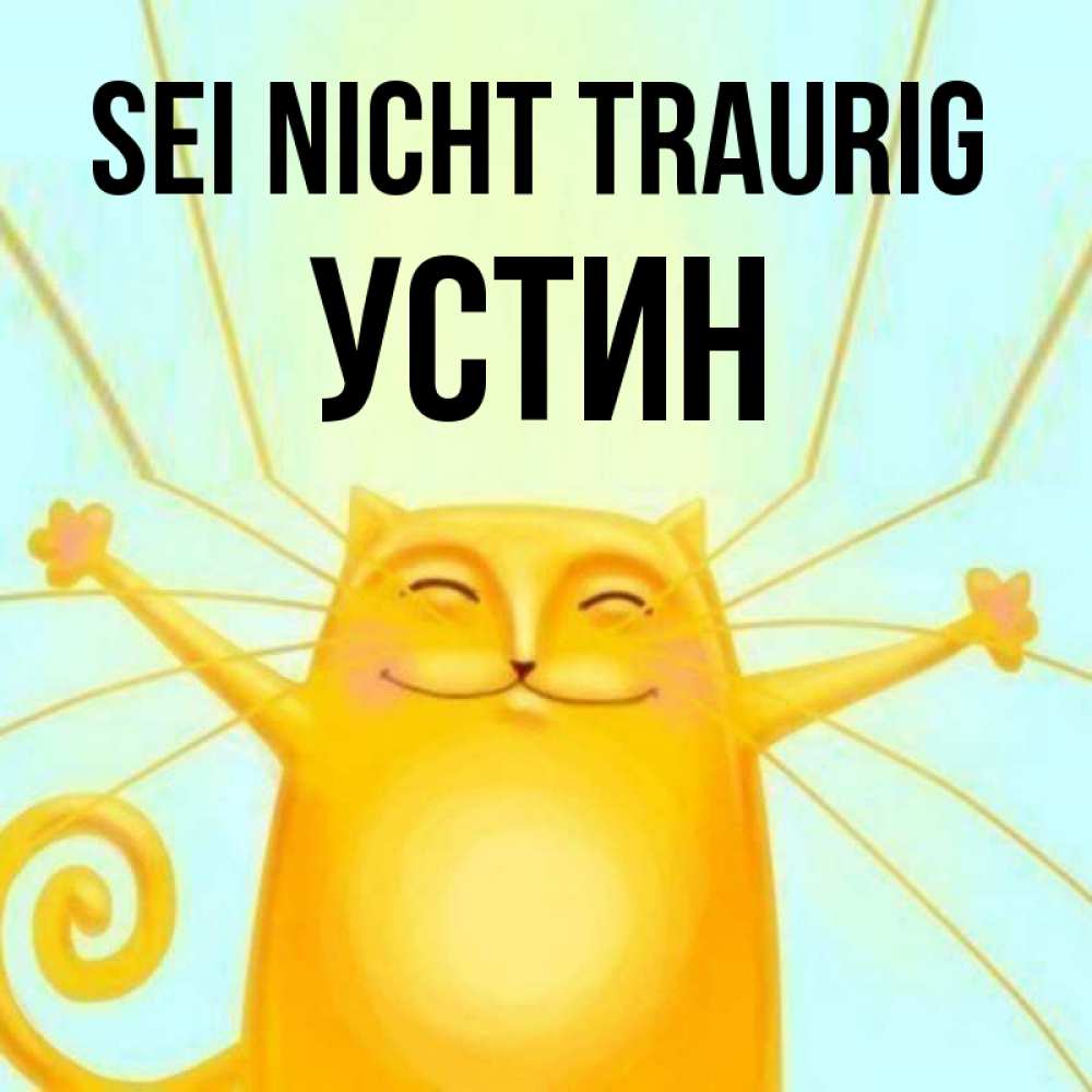 Открытка на каждый день с именем, Устин Sei nicht traurig обнимашки усатые Прикольная открытка с пожеланием онлайн скачать бесплатно 