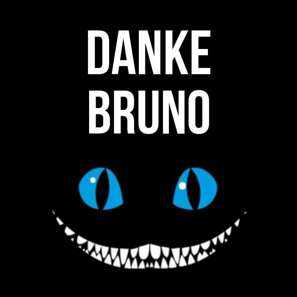Открытка на каждый день с именем, Bruno Danke благодарю от чеширика Прикольная открытка с пожеланием онлайн скачать бесплатно 