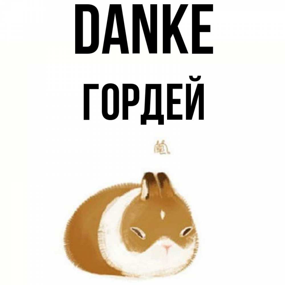 Открытка на каждый день с именем, Гордей Danke коричнево белый домашний питомец Прикольная открытка с пожеланием онлайн скачать бесплатно 