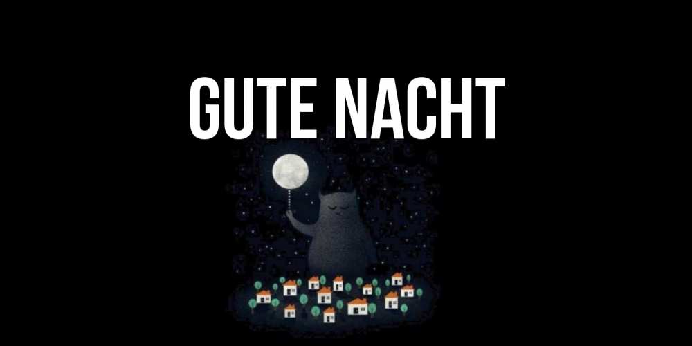 Открытка на каждый день с именем, выберите-имя Gute Nacht кот,луна, ночь, звезды Прикольная открытка с пожеланием онлайн скачать бесплатно 