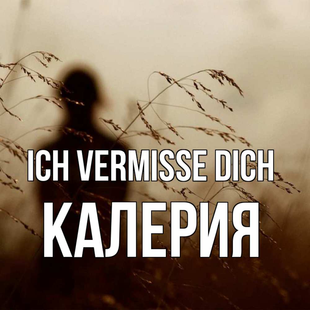 Открытка на каждый день с именем, Калерия Ich vermisse dich силуэт девушки Прикольная открытка с пожеланием онлайн скачать бесплатно 