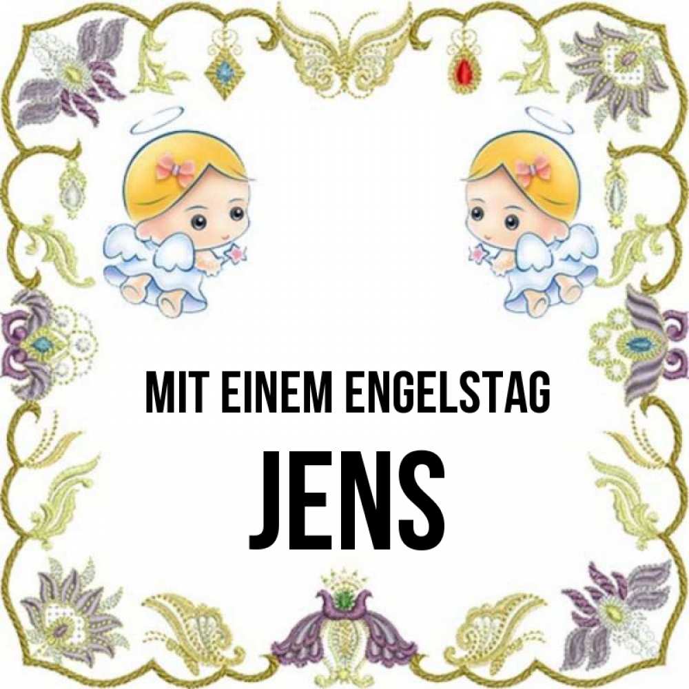 Открытка на каждый день с именем, Jens Mit einem Engelstag маленькие ангелы с крылышками Прикольная открытка с пожеланием онлайн скачать бесплатно 