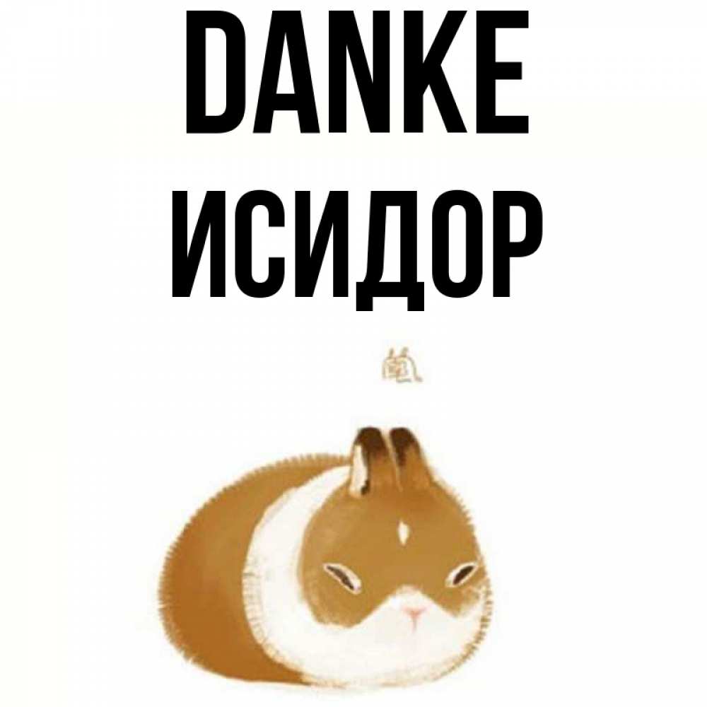 Открытка на каждый день с именем, Исидор Danke коричнево белый домашний питомец Прикольная открытка с пожеланием онлайн скачать бесплатно 