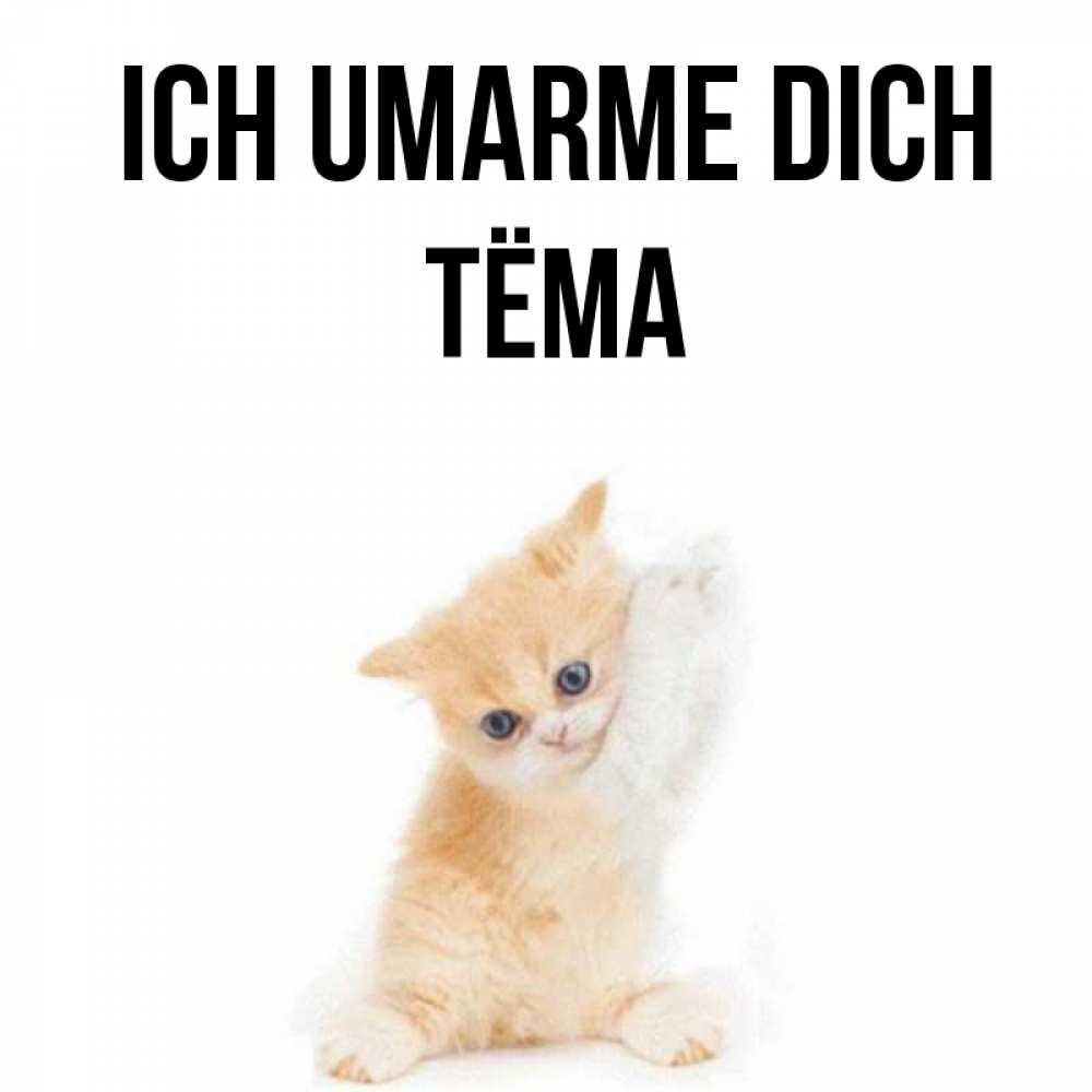 Открытка на каждый день с именем, Тёма Ich umarme dich я хочу очень скорее обнимаешек Прикольная открытка с пожеланием онлайн скачать бесплатно 