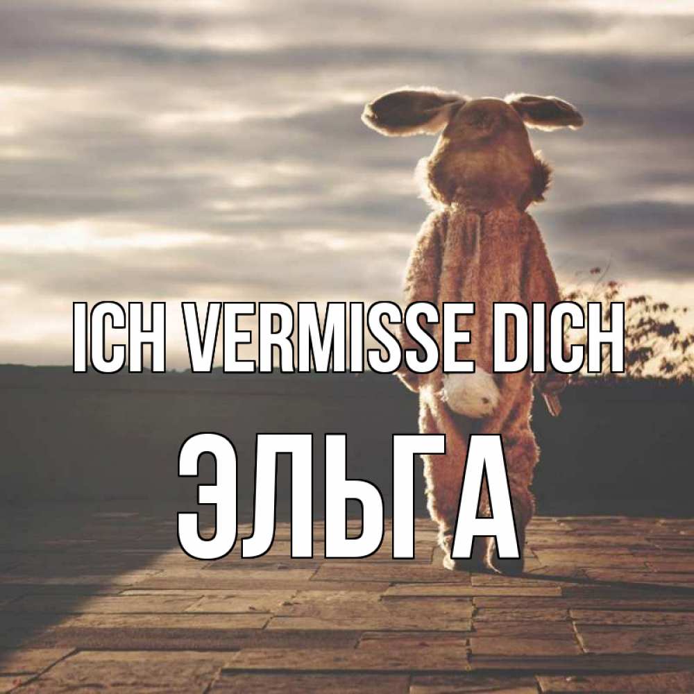 Открытка на каждый день с именем, Эльга Ich vermisse dich даже в костюме зайца Прикольная открытка с пожеланием онлайн скачать бесплатно 