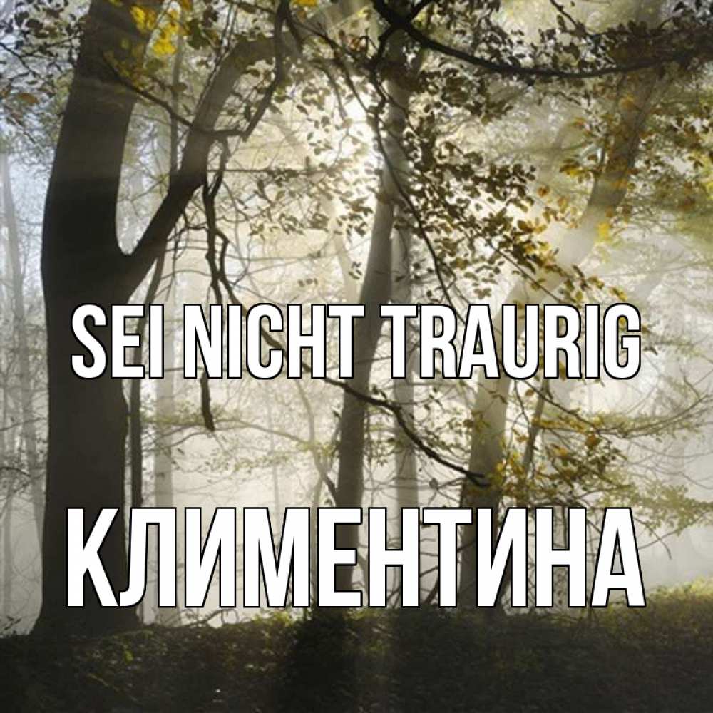 Открытка на каждый день с именем, Климентина Sei nicht traurig лес и свет Прикольная открытка с пожеланием онлайн скачать бесплатно 
