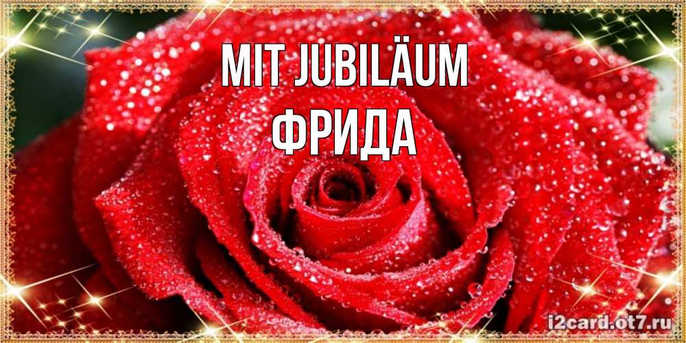 Открытка на каждый день с именем, Фрида Mit Jubiläum роса и роза. открытка с красивой розой Прикольная открытка с пожеланием онлайн скачать бесплатно 