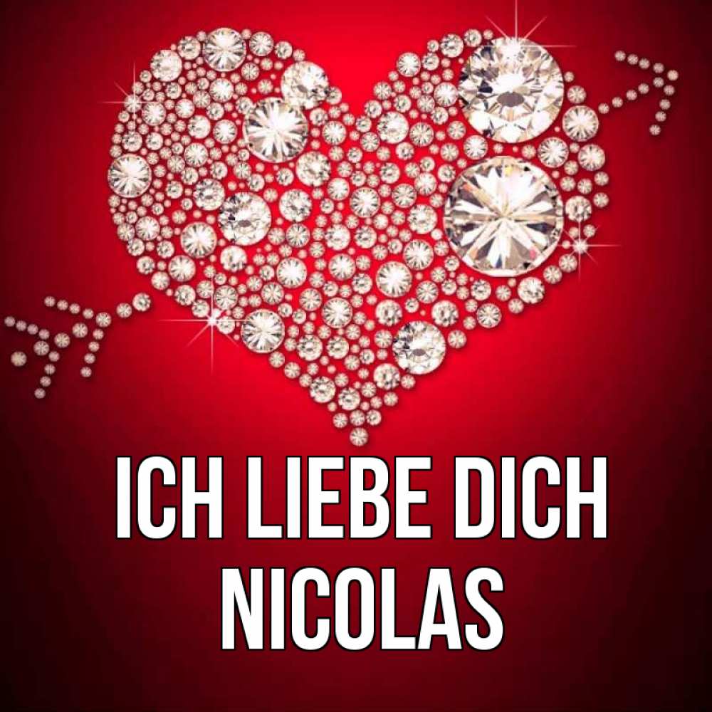 Открытка на каждый день с именем, Nicolas Ich liebe dich стрела купидона Прикольная открытка с пожеланием онлайн скачать бесплатно 