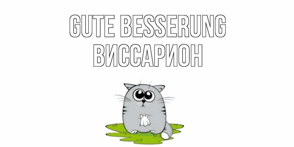 Открытка на каждый день с именем, Виссарион Gute Besserung кот и открытки про выздоровление Прикольная открытка с пожеланием онлайн скачать бесплатно 