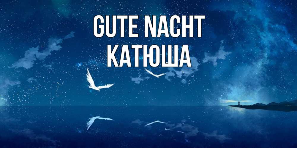 Открытка на каждый день с именем, Катюша Gute Nacht птицы летят на фоне ночного неба Прикольная открытка с пожеланием онлайн скачать бесплатно 