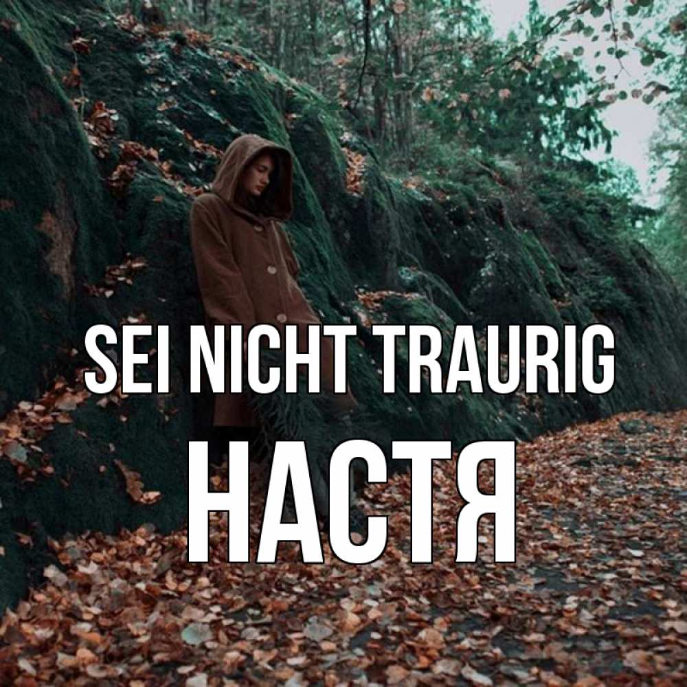 Открытка на каждый день с именем, Настя Sei nicht traurig осенний лес Прикольная открытка с пожеланием онлайн скачать бесплатно 