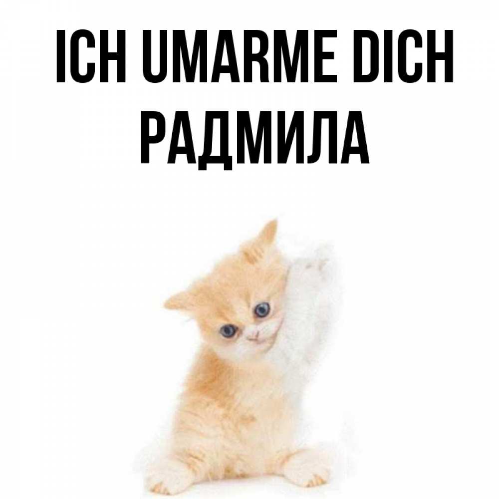 Открытка на каждый день с именем, Радмила Ich umarme dich я хочу очень скорее обнимаешек Прикольная открытка с пожеланием онлайн скачать бесплатно 