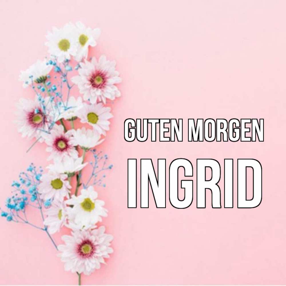 Открытка на каждый день с именем, Ingrid Guten Morgen цветы с подписью Прикольная открытка с пожеланием онлайн скачать бесплатно 