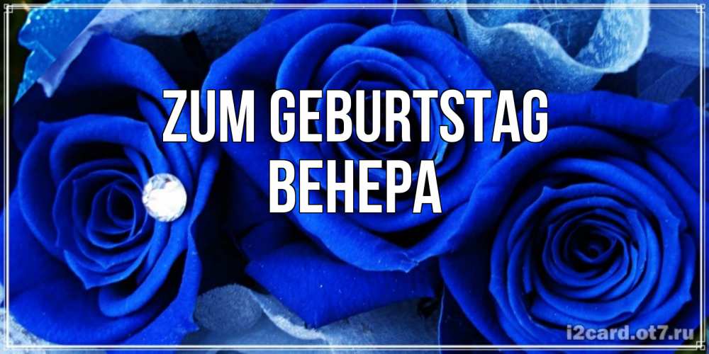 Открытка на каждый день с именем, Венера Zum Geburtstag синие розы в росе Прикольная открытка с пожеланием онлайн скачать бесплатно 