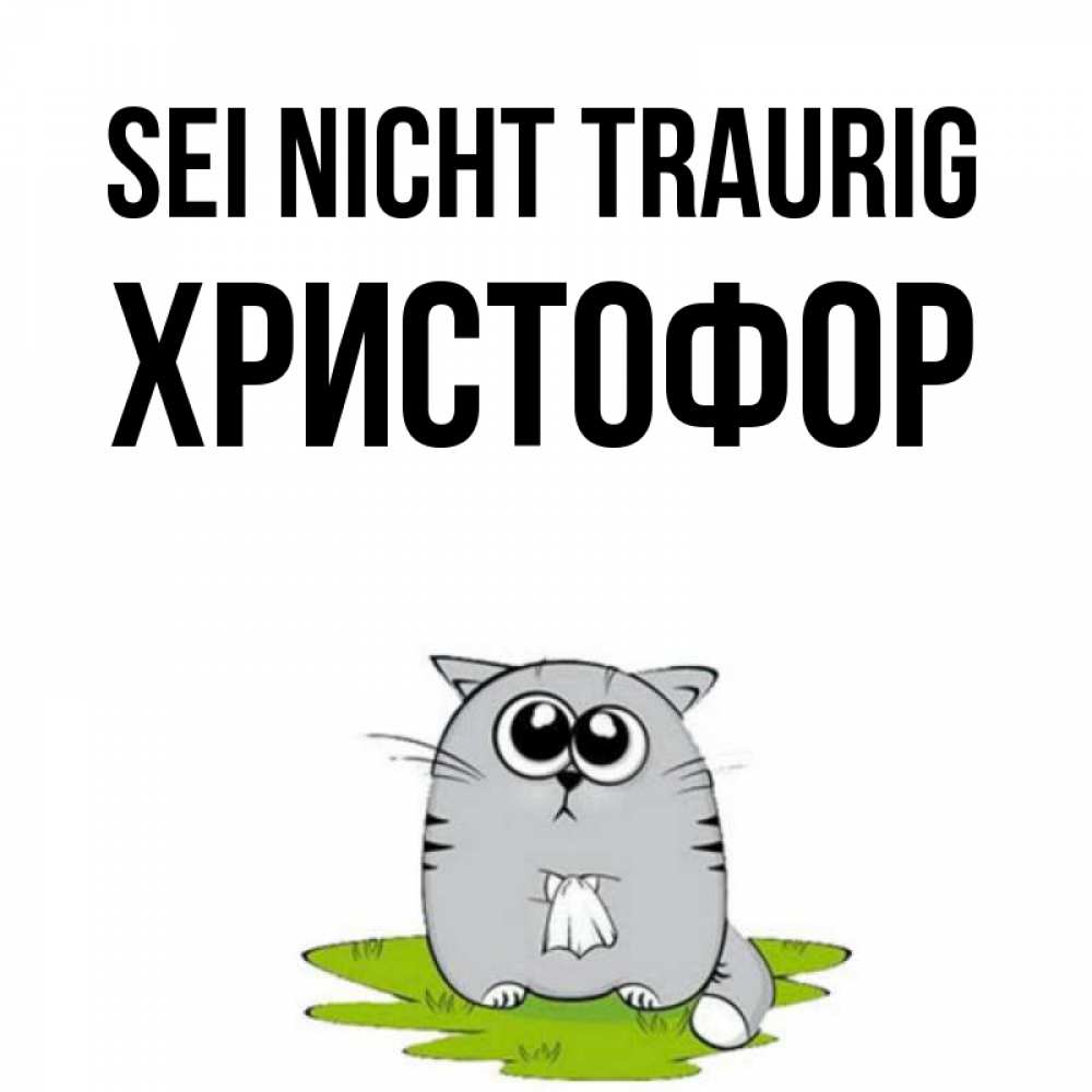 Открытка на каждый день с именем, Христофор Sei nicht traurig грустный котяра Прикольная открытка с пожеланием онлайн скачать бесплатно 