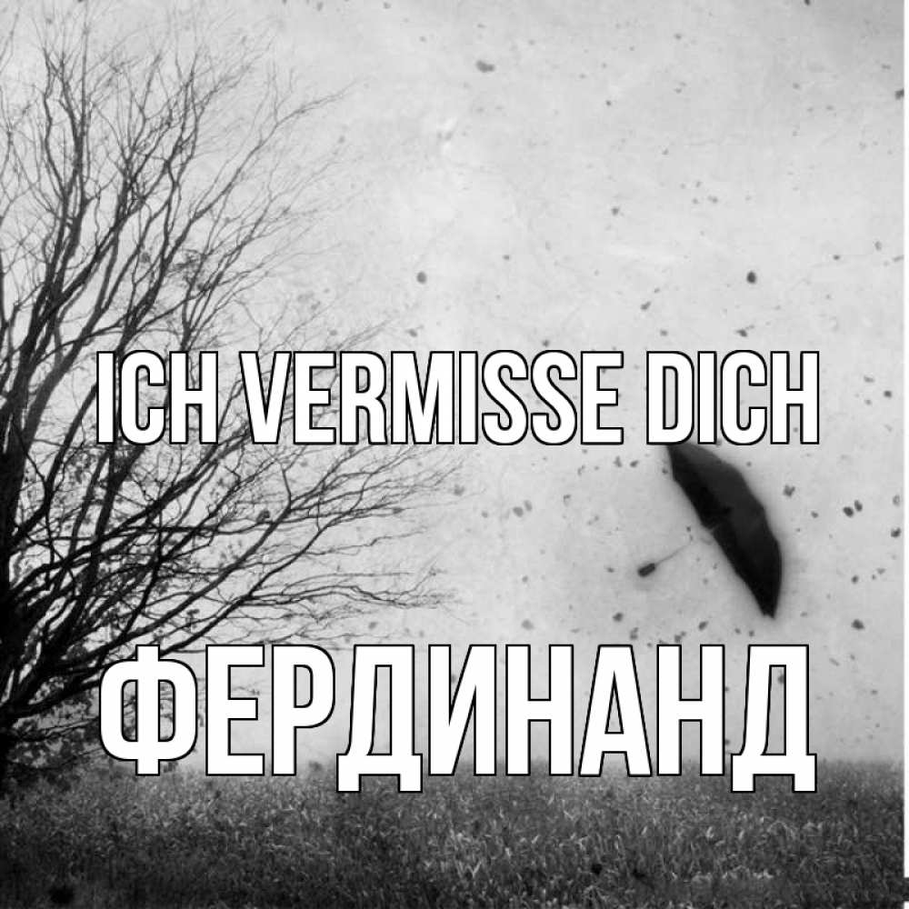 Открытка на каждый день с именем, Фердинанд Ich vermisse dich зонт летит Прикольная открытка с пожеланием онлайн скачать бесплатно 