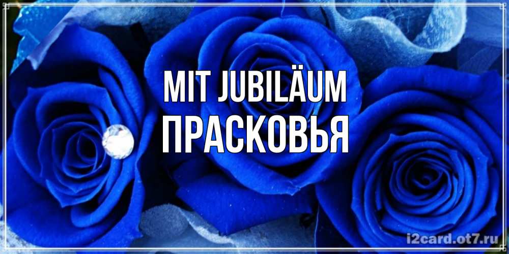Открытка на каждый день с именем, Прасковья Mit Jubiläum синие розы в росе Прикольная открытка с пожеланием онлайн скачать бесплатно 