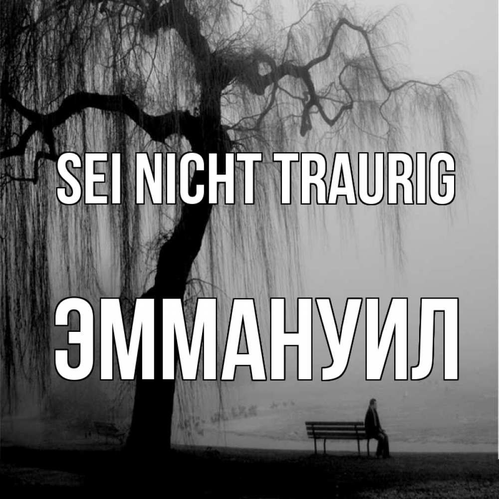Открытка на каждый день с именем, Эммануил Sei nicht traurig висящие ветки дерева и лавочка под деревом Прикольная открытка с пожеланием онлайн скачать бесплатно 