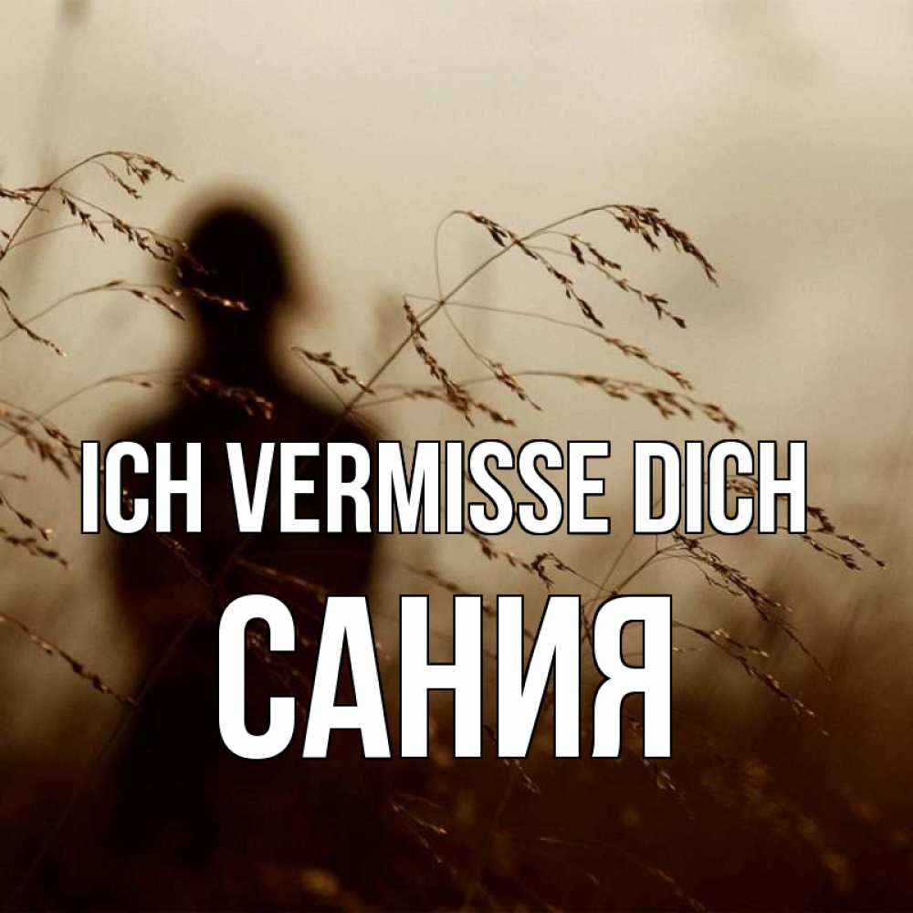 Открытка на каждый день с именем, Сания Ich vermisse dich силуэт девушки Прикольная открытка с пожеланием онлайн скачать бесплатно 