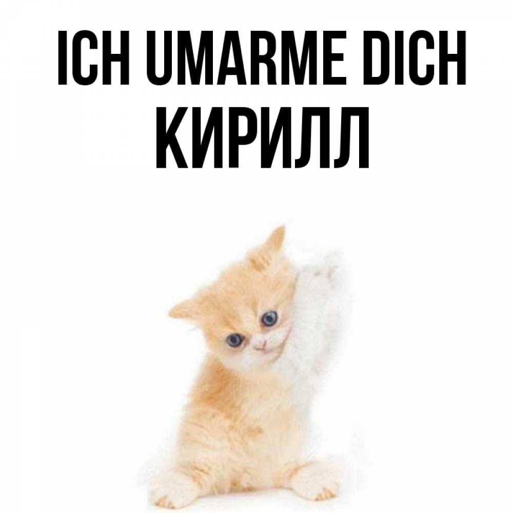Открытка на каждый день с именем, Кирилл Ich umarme dich я хочу очень скорее обнимаешек Прикольная открытка с пожеланием онлайн скачать бесплатно 