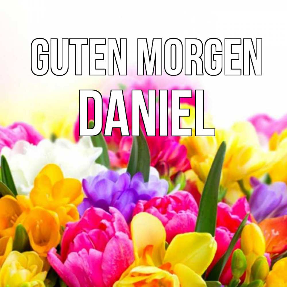 Открытка на каждый день с именем, Daniel Guten Morgen создать открытку со свое подписью Прикольная открытка с пожеланием онлайн скачать бесплатно 
