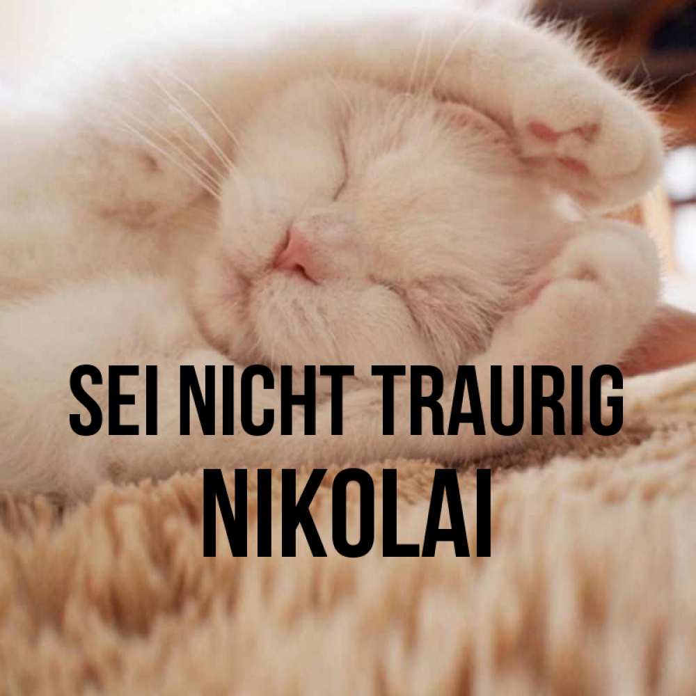 Открытка на каждый день с именем, Nikolai Sei nicht traurig Котенок спит Прикольная открытка с пожеланием онлайн скачать бесплатно 