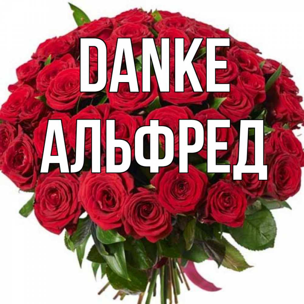 Открытка на каждый день с именем, Альфред Danke букет красных роз Прикольная открытка с пожеланием онлайн скачать бесплатно 