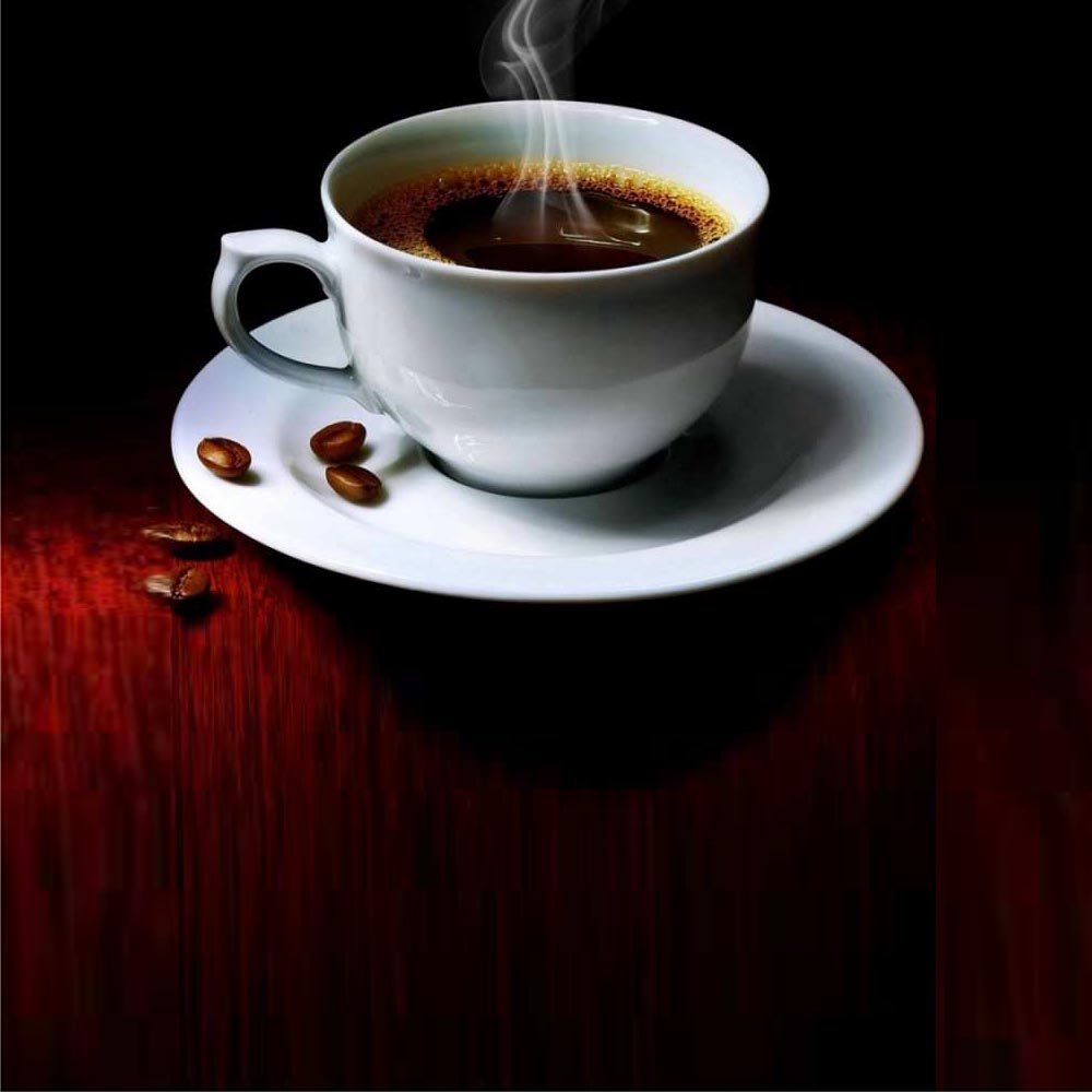 Открытка кофе и зерна  белая посуда  Guten Morgen 