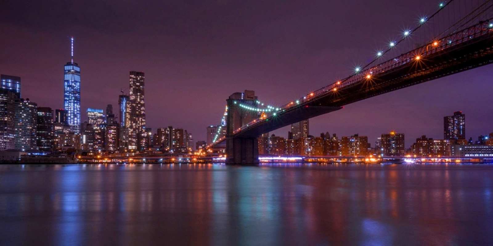 Открытка бруклинский мост ночной мост Gute Nacht 