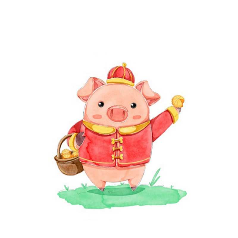 Открытка свинья с мандаринами  поросенок  Ich wünsche dir viel Glück 