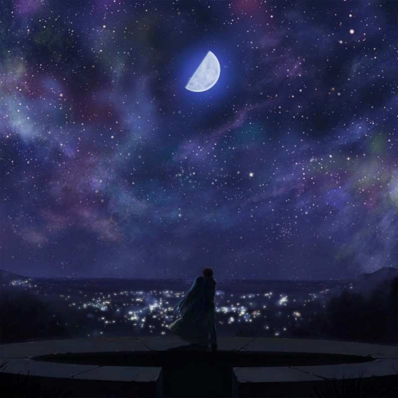 Открытка Звездное небо отражается в море  набережная  Gute Nacht 