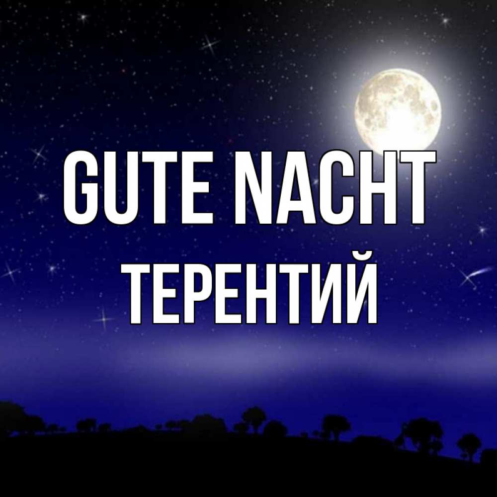 Открытка на каждый день с именем, Терентий Gute Nacht ночное небо и лесная опушка при свете луны Прикольная открытка с пожеланием онлайн скачать бесплатно 