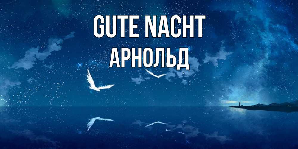 Открытка на каждый день с именем, Арнольд Gute Nacht птицы летят на фоне ночного неба Прикольная открытка с пожеланием онлайн скачать бесплатно 