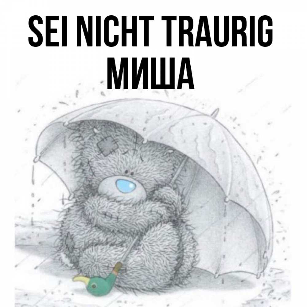 Открытка на каждый день с именем, Миша Sei nicht traurig спасите мишку Тедди Прикольная открытка с пожеланием онлайн скачать бесплатно 