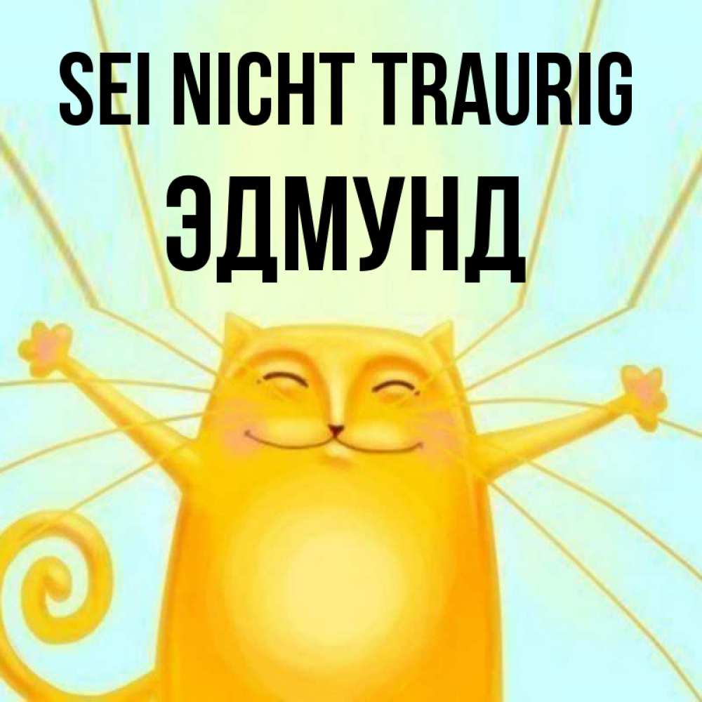 Открытка на каждый день с именем, Эдмунд Sei nicht traurig обнимашки усатые Прикольная открытка с пожеланием онлайн скачать бесплатно 