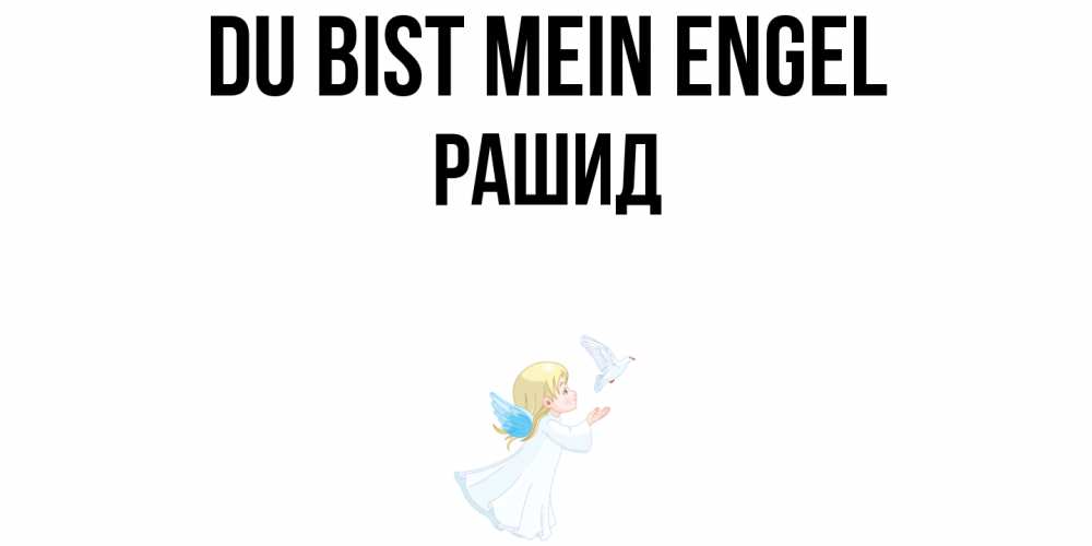 Открытка на каждый день с именем, Рашид Du bist mein Engel ангел, голубь Прикольная открытка с пожеланием онлайн скачать бесплатно 