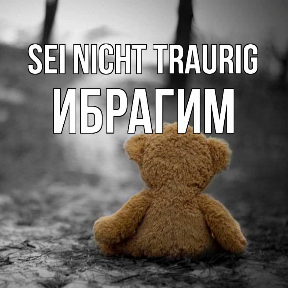 Открытка на каждый день с именем, Ибрагим Sei nicht traurig медведь со спин Прикольная открытка с пожеланием онлайн скачать бесплатно 